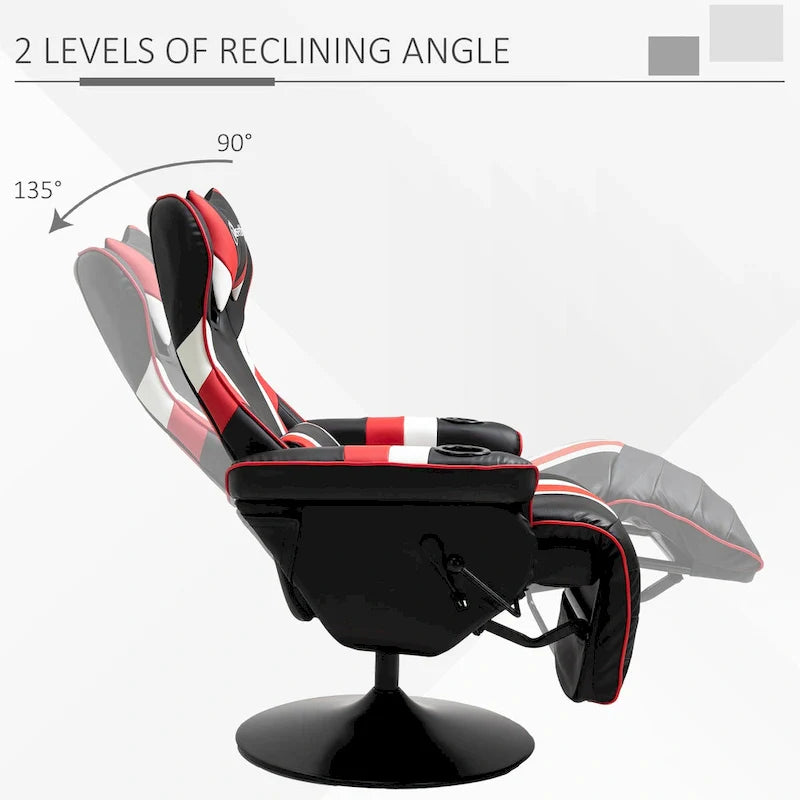 Chaise de jeu vidéo Vinsetto Racing avec dossier inclinable et repose-pieds, appuie-tête et porte-gobelet