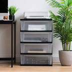 IRIS Commode de rangement large en plastique à 4 tiroirs Noir