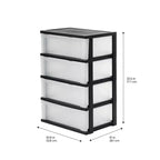 IRIS Commode de rangement large en plastique à 4 tiroirs Noir
