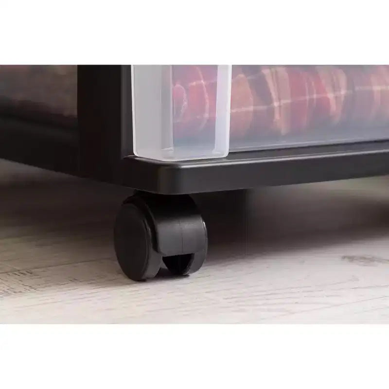 IRIS Chariot de rangement étroit en plastique à 4 tiroirs Noir Lot de 2
