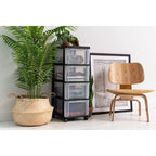IRIS Chariot de rangement étroit en plastique à 4 tiroirs Noir Lot de 2