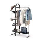 Umbra Bellwood Garment Rack Black: Eucalyptus Frame, Fixed Rod & Shelf, 65.74" Height, 121 lbs Capacity, Assembly Tools Included