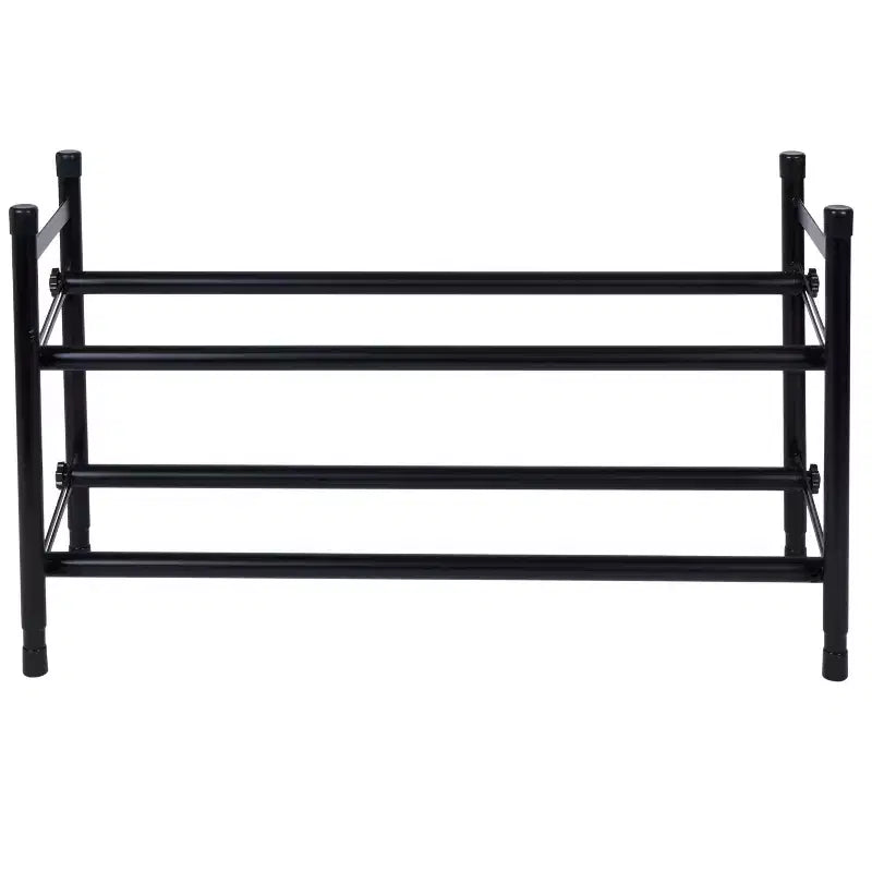 Organize It All 2 Tier Expandable, Stackable and Adjustable Shoe Rack Organizer Black: Iron Frame, Holds 12 Pairs, 46" Width