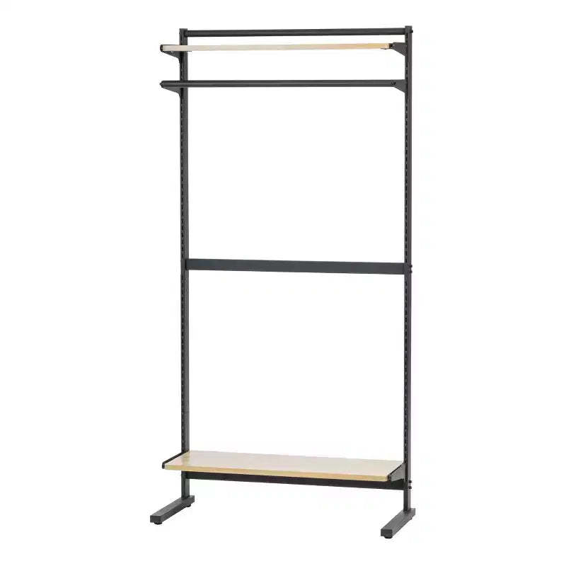 IRIS Closet Rack with Storage Adjustable Shelves: Portable Standing Garment Rack, Metal Frame, Black, 67.75" Height