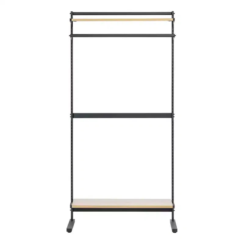 IRIS Portant à vêtements avec rangement et étagères réglables : Portant portable, cadre en métal, noir, 172 cm de hauteur