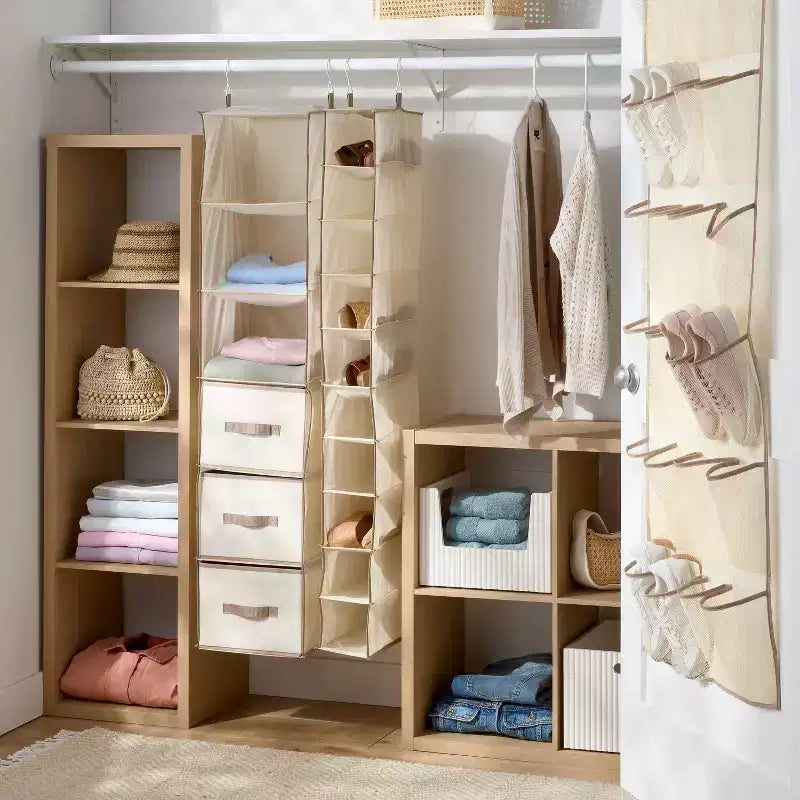 Lot de rangements suspendus pour placard, beige - Brightroom™
