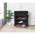 J&V TEXTILES 4 Tier Shoe Rack with Side Pocket Holds 24 Shoes Black
