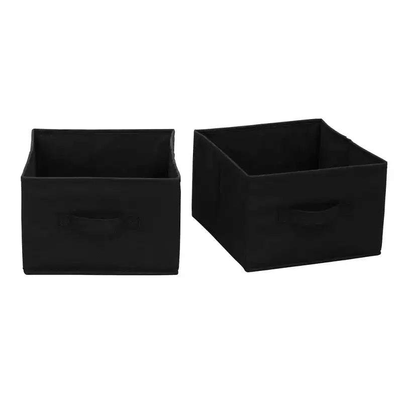 Household Essentials Set of 2 Wide Hanging Shelf Drawers Black Linen: Closet Organizer & Hanging Storage Solution