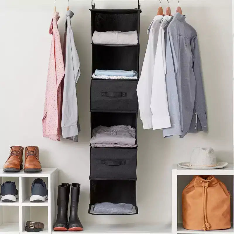 Lot de 2 tiroirs étagères suspendues larges en lin noir Household Essentials : Organisateur de placard et solution de rangement suspendue