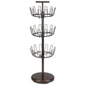 Household Essentials 3 Tier Revolving Shoe Tree Bronze: Iron Frame Shoe Rack for Closet & Ground, Holds 18 Pairs