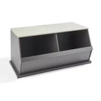 Badger Basket 2 Bin Stackable Storage Cubby Charcoal/Gray Woodgrain: Toy Storage, MDF Laminate, Enclosed Back, 3+ Years
