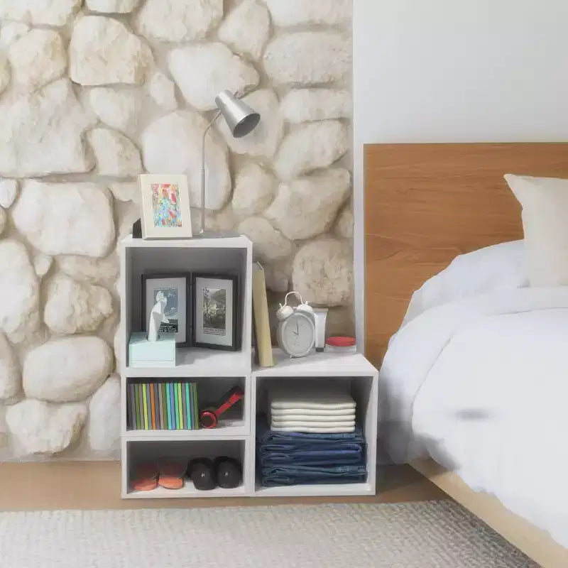 Niche 2pk Cubo Demi-Taille Bois Empilable Rangement Bibliothèque Organisateur Étagère Cube Blanc Neige