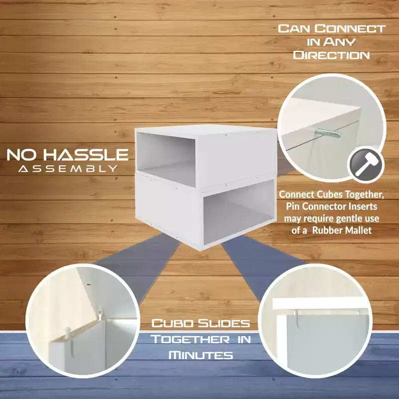 Niche 2pk Cubo Demi-Taille Bois Empilable Rangement Bibliothèque Organisateur Étagère Cube Blanc Neige