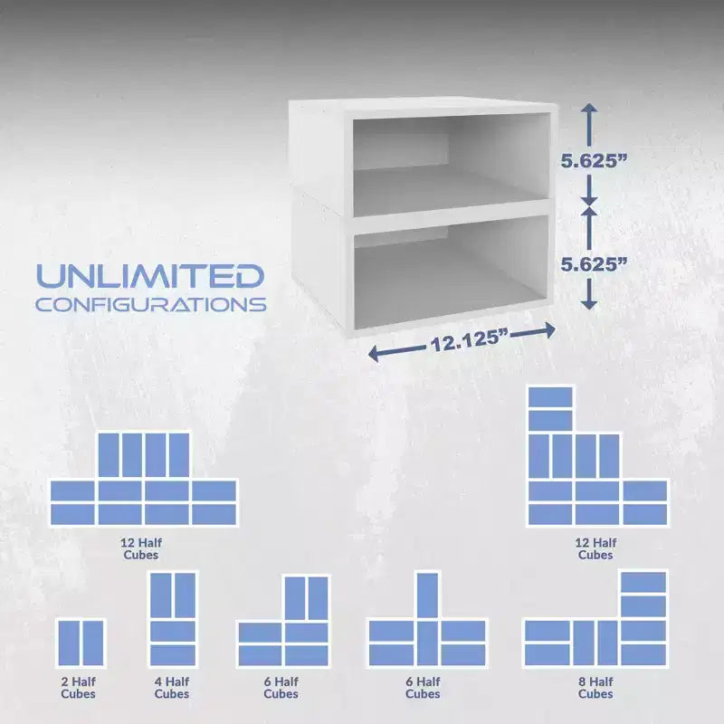 Niche 2pk Cubo Demi-Taille Bois Empilable Rangement Bibliothèque Organisateur Étagère Cube Blanc Neige