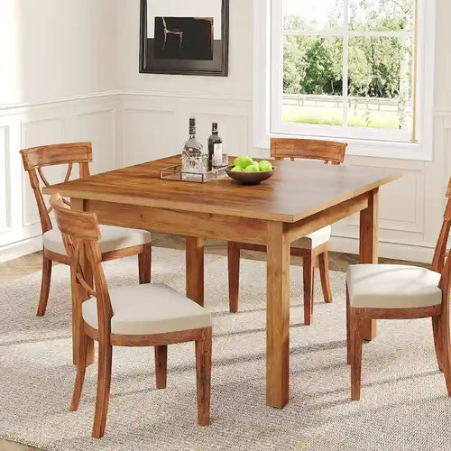 Table à manger carrée de 100 cm pour 2-4 personnes avec pieds en bois massif pour salon et salle à manger