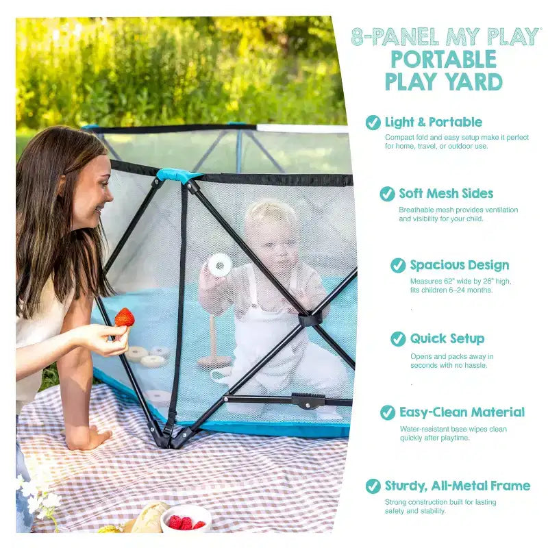 Parc pour bébé portable intérieur et extérieur Regalo My Play Deluxe Extra Large - Bleu sarcelle