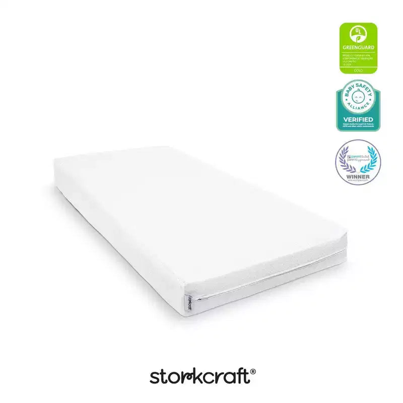 Matelas de lit de bébé et de tout-petit double face Storkcraft 6 po résistant à l'eau évolutif : fermeté, housse en maille amovible, remplissage en fibre