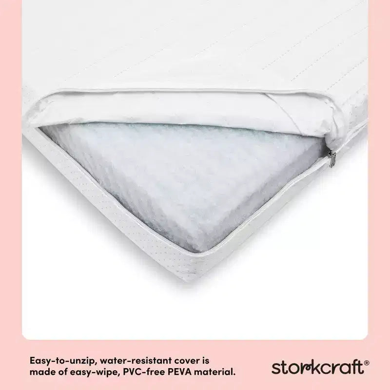 Matelas de lit de bébé et de tout-petit double face Storkcraft 6 po résistant à l'eau évolutif : fermeté, housse en maille amovible, remplissage en fibre