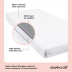 Matelas de lit de bébé et de tout-petit double face Storkcraft 6 po résistant à l'eau évolutif : fermeté, housse en maille amovible, remplissage en fibre