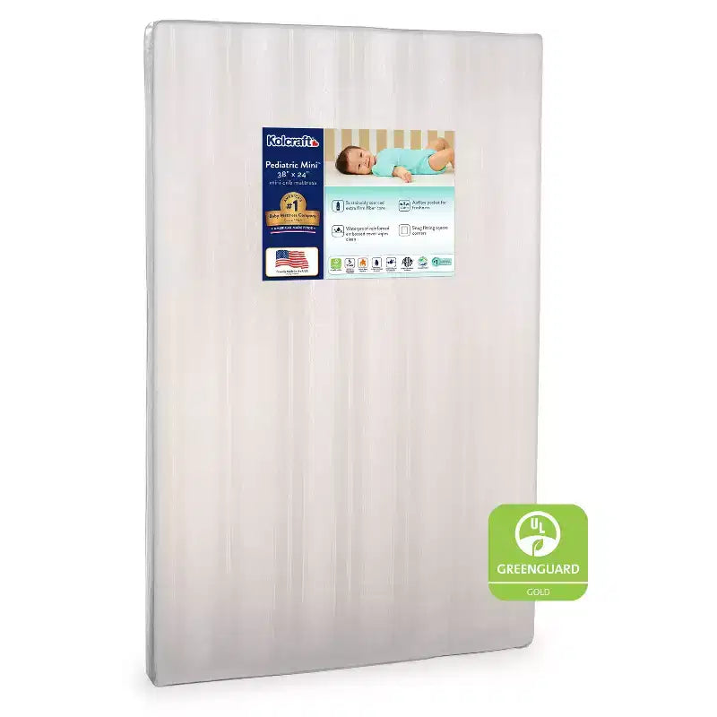 Matelas de berceau imperméable Kolcraft Mini - 96,5 cm x 61 cm : Très ferme, hypoallergénique, mousse de polyester, 1,6 kg
