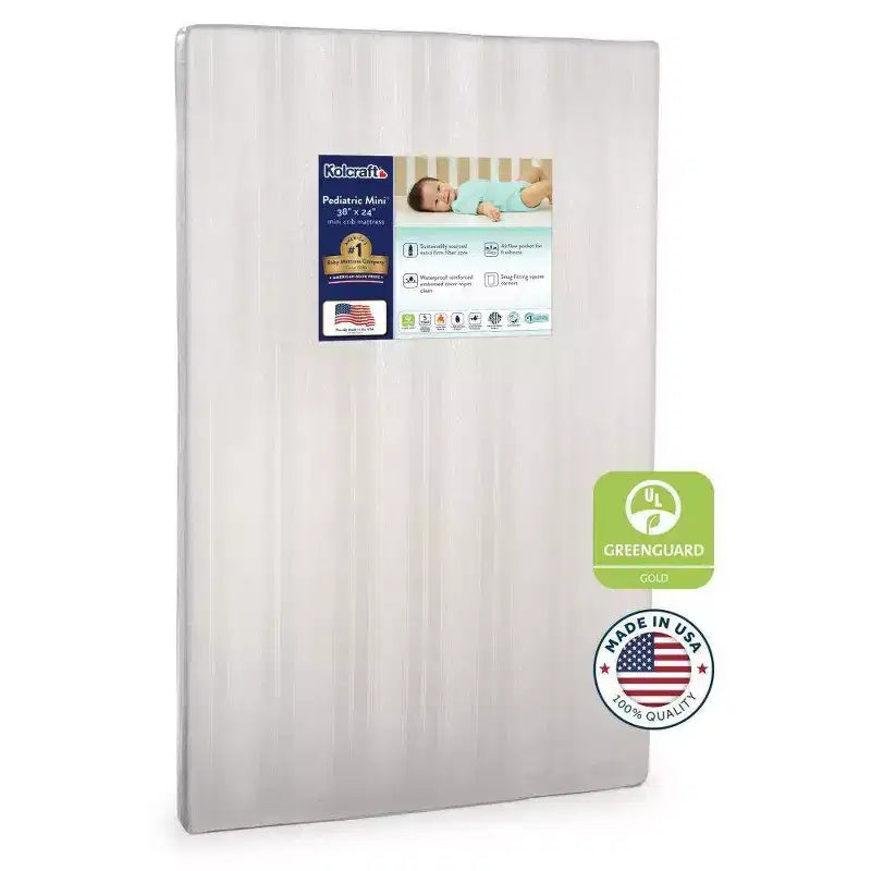 Matelas de berceau imperméable Kolcraft Mini - 96,5 cm x 61 cm : Très ferme, hypoallergénique, mousse de polyester, 1,6 kg