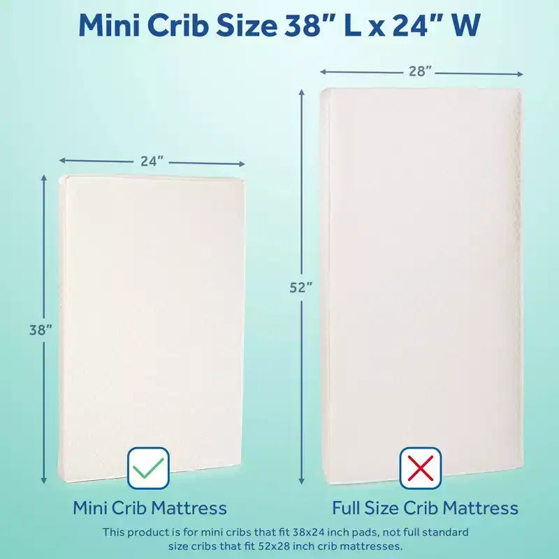 Matelas de berceau imperméable Kolcraft Mini - 96,5 cm x 61 cm : Très ferme, hypoallergénique, mousse de polyester, 1,6 kg