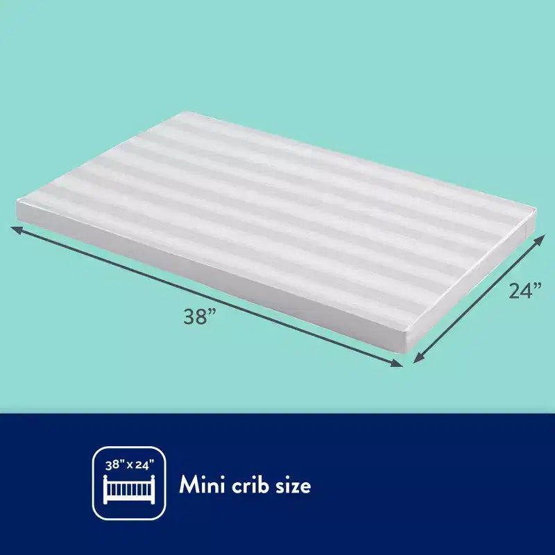 Matelas de berceau imperméable Kolcraft Mini - 96,5 cm x 61 cm : Très ferme, hypoallergénique, mousse de polyester, 1,6 kg