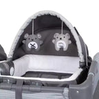 Baby Trend Lil Snooze Deluxe III Centre de puériculture et parc pour jumeaux - Gris douillet : Cadre en métal, Rembourrage en mousse, Capacité de 13,6 kg