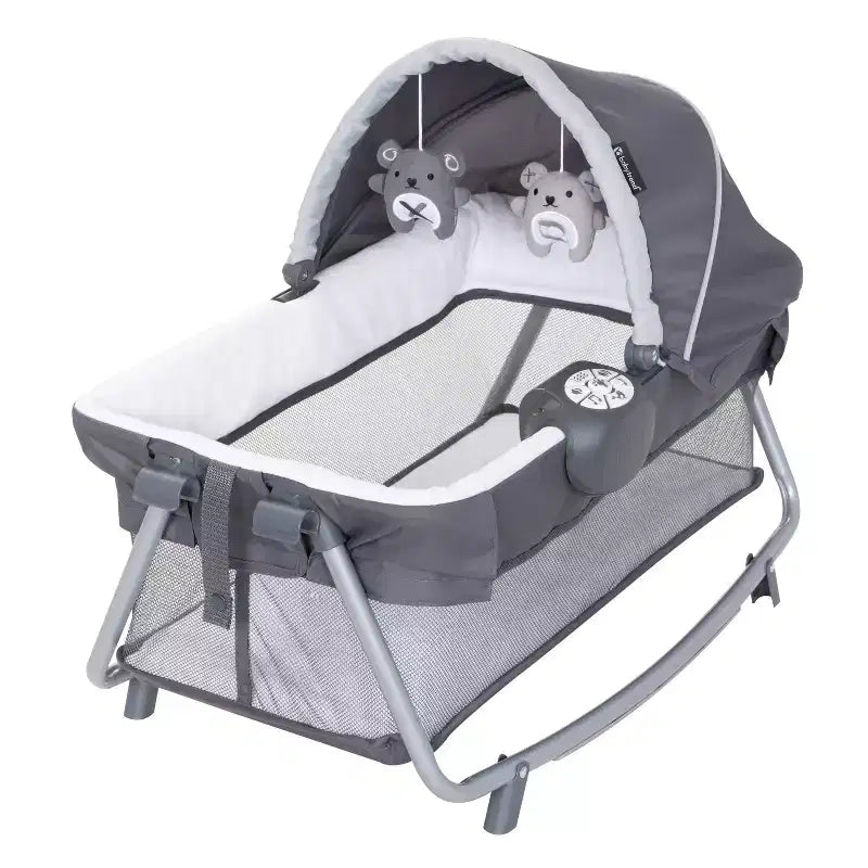 Baby Trend Lil Snooze Deluxe III Centre de puériculture et parc pour jumeaux - Gris douillet : Cadre en métal, Rembourrage en mousse, Capacité de 13,6 kg