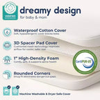 Matelas de parc Hiccapop - Blanc : fermeté moyenne, mousse haute densité, épaisseur de 3,18 cm, housse imperméable amovible