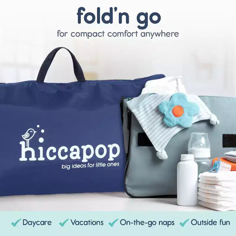 Matelas de parc Hiccapop - Blanc : fermeté moyenne, mousse haute densité, épaisseur de 3,18 cm, housse imperméable amovible