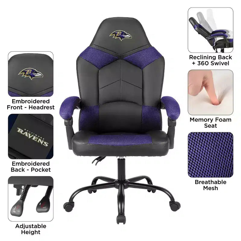 Fauteuil de bureau surdimensionné NFL Baltimore Ravens