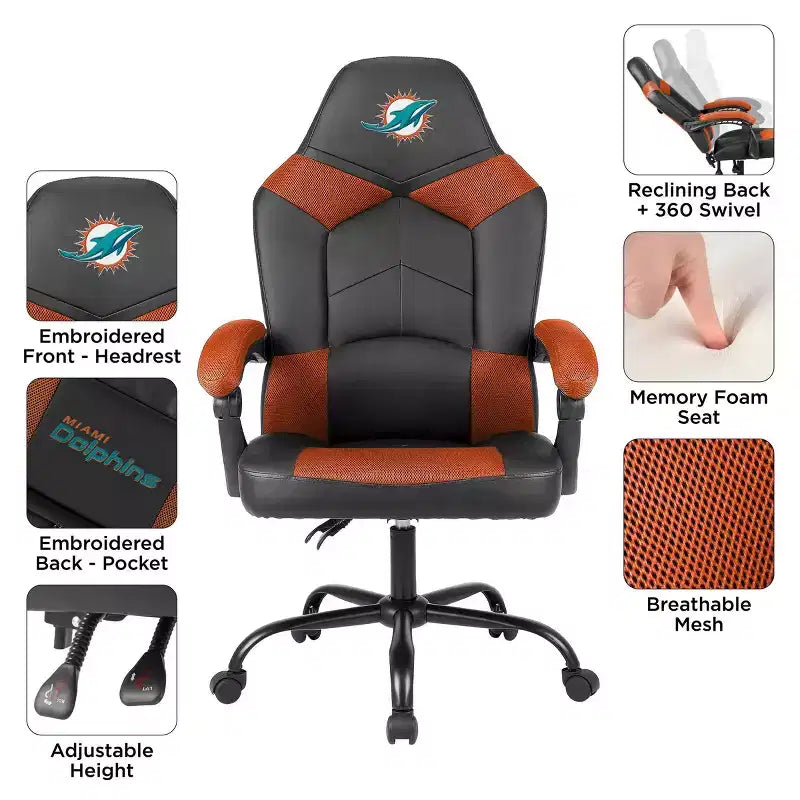 Fauteuil de bureau surdimensionné NFL Miami Dolphins