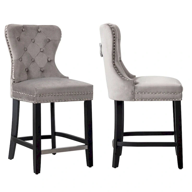 Tabouret de comptoir Carter 24 Wingback Tufted Nailhead (lot de 2)