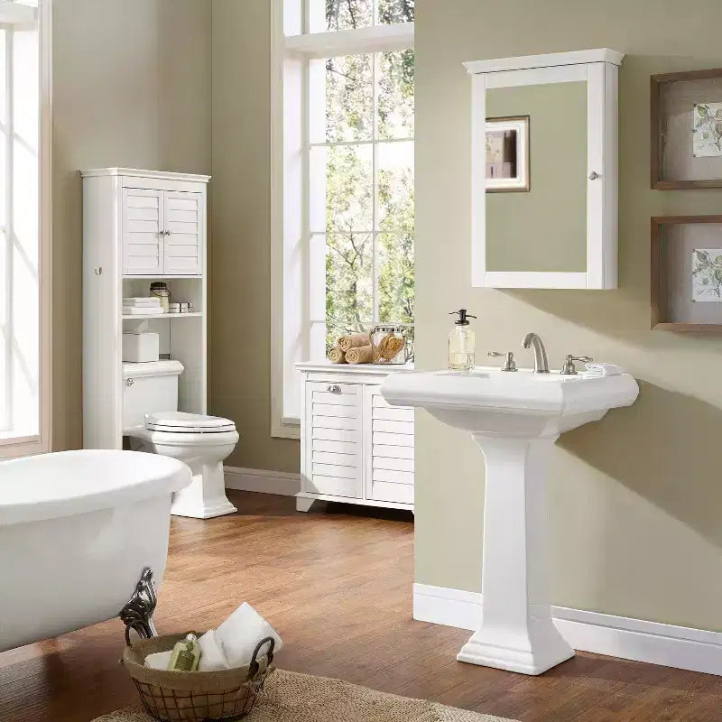 Meuble mural Crosley Lydia avec miroir Blanc chaud