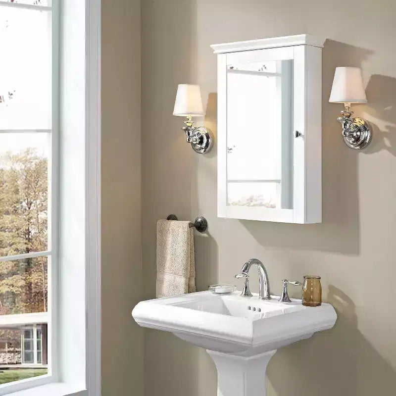 Meuble mural Crosley Lydia avec miroir Blanc chaud