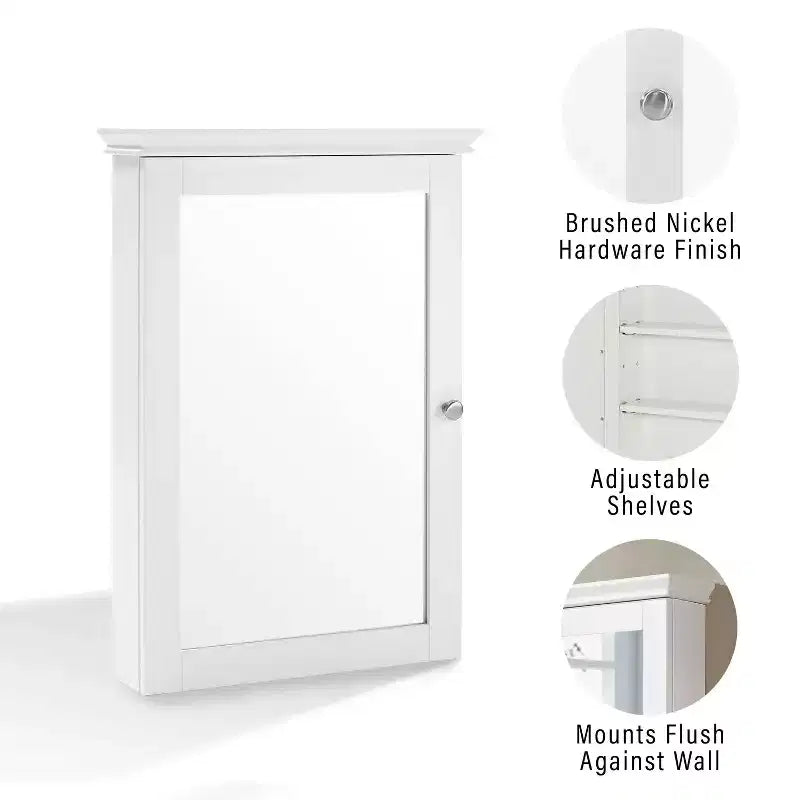 Meuble mural Crosley Lydia avec miroir Blanc chaud