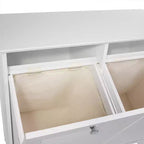 Meuble à Linge Double RiverRidge Ellsworth avec Poubelle Basculante et Sac de Rangement en Tissu Amovible - Blanc