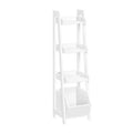 RiverRidge Amery 4-Tier 13" Ladder and Display Shelves with Storage Organizer Bin White