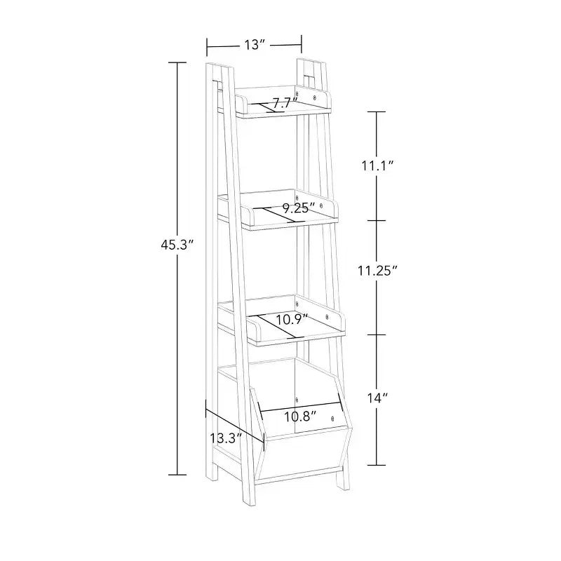 Étagères échelles et de présentation RiverRidge Amery à 4 niveaux de 33 cm avec bac de rangement blanc
