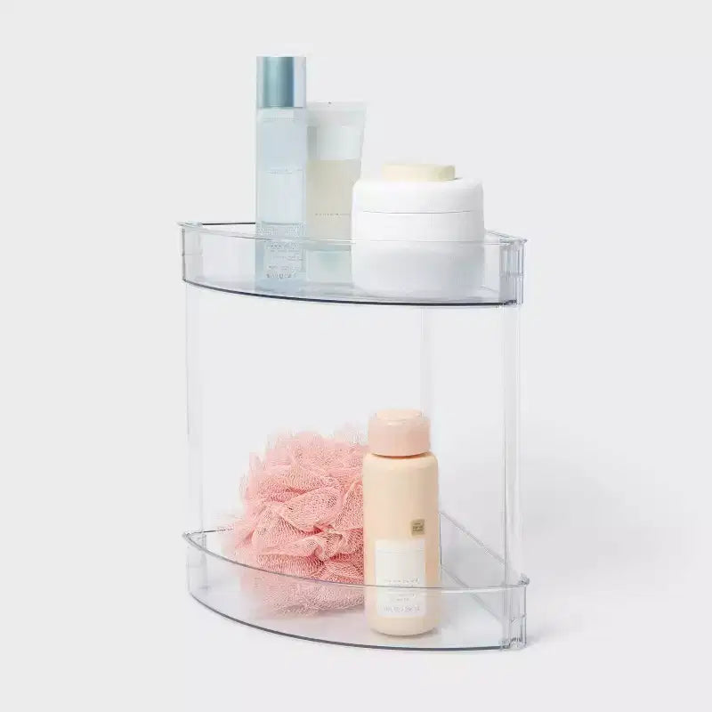 Étagère d'angle transparente à 2 niveaux - Brightroom™