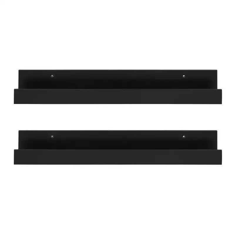 24 x 3.3 2pc Decorative Wall Shelf Set Black - Uniek
