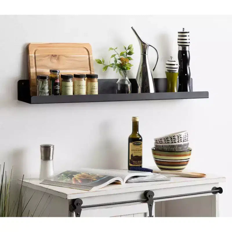 Kate & Laurel All Things Decor Étagère murale moderne en métal Mezzo de 91,4 cm, noire : à fixer au mur, aucun assemblage requis