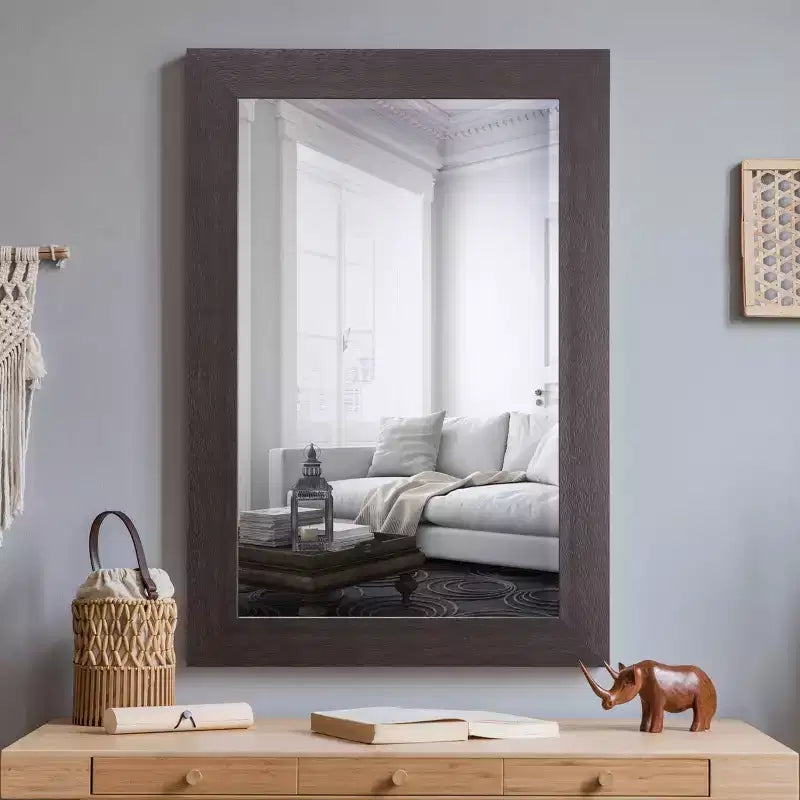 Miroir mural décoratif avec bord biseauté noir - Yosemite Home Decor : Cadre expresso, 24x36, fixation murale