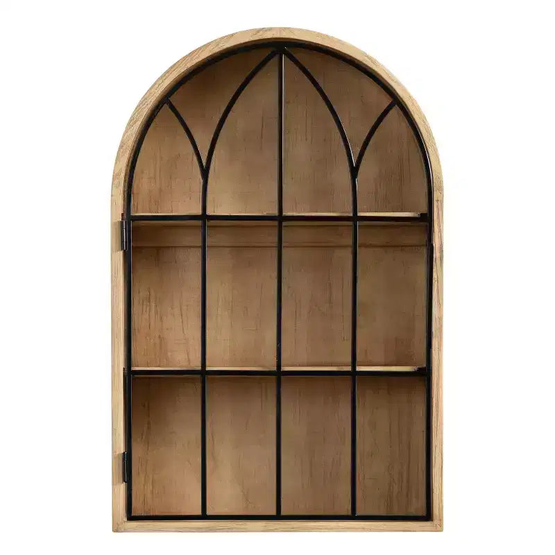 Kate & Laurel All Things Decor, meuble mural Megara arqué 40x13x61 cm, naturel : style vintage, porte en métal, 3 étagères