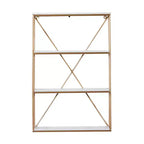 Olivia & May 24"x16" Wooden 4 Shelves Wall Gold : Polished MDF, No Assembly, Luxury Glam Decor Style