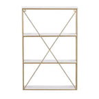 Olivia & May Étagère Murale en Bois Doré 60 x 40 cm à 4 Niveaux : MDF Poli, Aucun Assemblage Requis, Style Décoratif Luxe Glamour