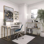 Olivia & May Étagère Murale en Bois Doré 60 x 40 cm à 4 Niveaux : MDF Poli, Aucun Assemblage Requis, Style Décoratif Luxe Glamour