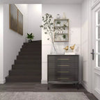 Olivia & May Étagère Murale en Bois Doré 60 x 40 cm à 4 Niveaux : MDF Poli, Aucun Assemblage Requis, Style Décoratif Luxe Glamour