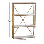 Olivia & May Étagère Murale en Bois Doré 60 x 40 cm à 4 Niveaux : MDF Poli, Aucun Assemblage Requis, Style Décoratif Luxe Glamour
